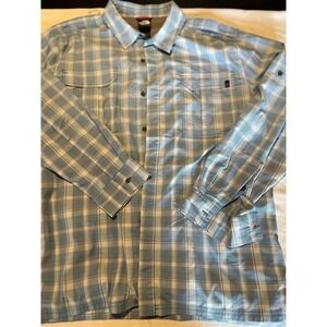 The North Face Mens Button Down‎ Plaid Shirt Long Sleeve Blue Outdoor